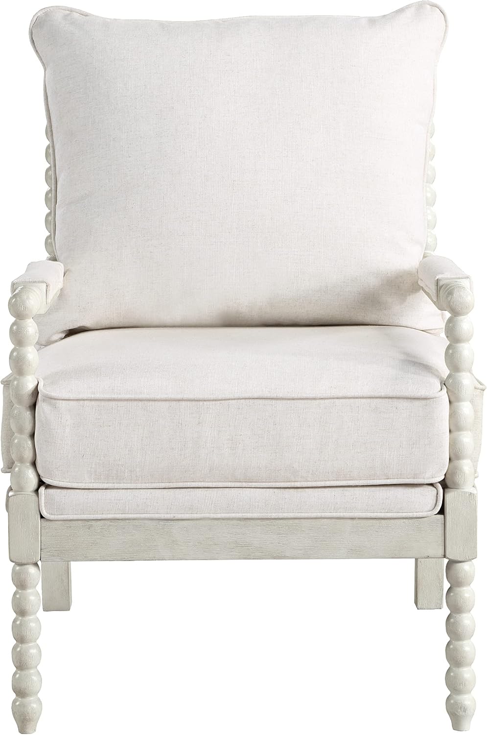 OSP Home Furnishings Kaylee Spindle Accent Chair with Antique White Wood Fram...