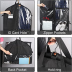 Zilink Dance Costume Garment Bag Garment Bag for Dance Competition 40 in | 5 Clear Zipper, Pockets, Stable Buckles, Carry Handles, for Dance Costumes Closet Storage, Black, 3 Pack