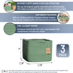 NaturalCozy Storage Cubes 9”x9”x7”Cotton Rope Woven Baskets for Organizing 3-Pack | 9 Inch Cube Storage Bin | Small Basket for Shelf Nursery, Pantry, Decorative Plant, Bathroom Closet, Toy Gift
