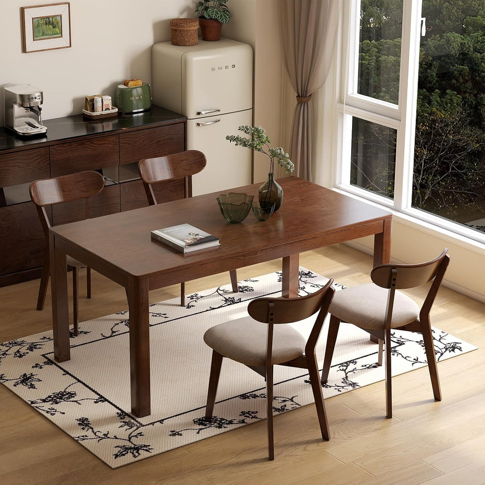 100% Solid Wood Upholstered Dining Chairs, Mid Century Modern Oak Dining Chai...