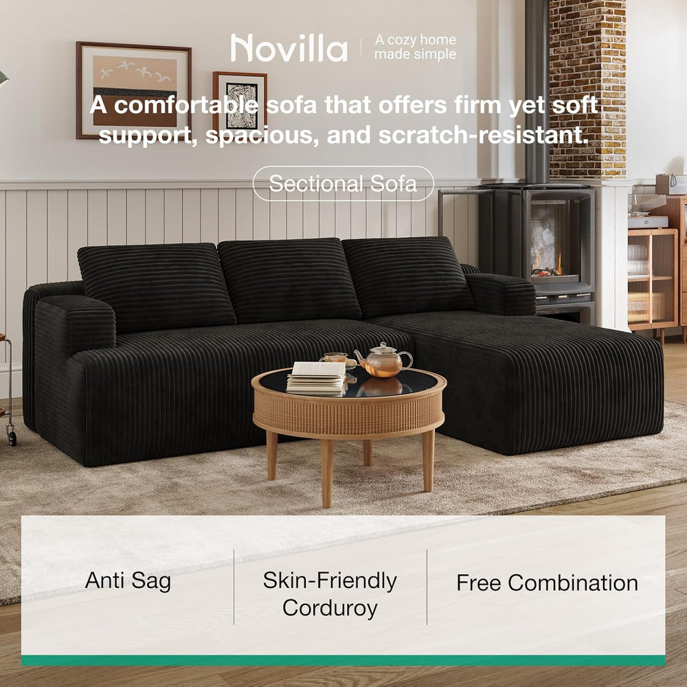 Novilla L-Shape Sectional Couches for Living Room with Smarts Coil® Support, ...