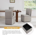 Upholstered Dining Chairs with Casters, Modern Dining Room Chairs Set of 4 with Hidden Storage & 4 Wheels, Single Sofa Chair for Kitchen, Reading Room, Waiting Room, Taupe (2 Box)