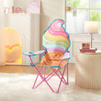 Heritage Kids Ice Cream-Themed Figural Folding Camp Chair,Lightweight Portable Chair with Carry Bag & Cup Holder,Kids Outdoor/Indoor Seating for Ages 6+,14"x14"x26"