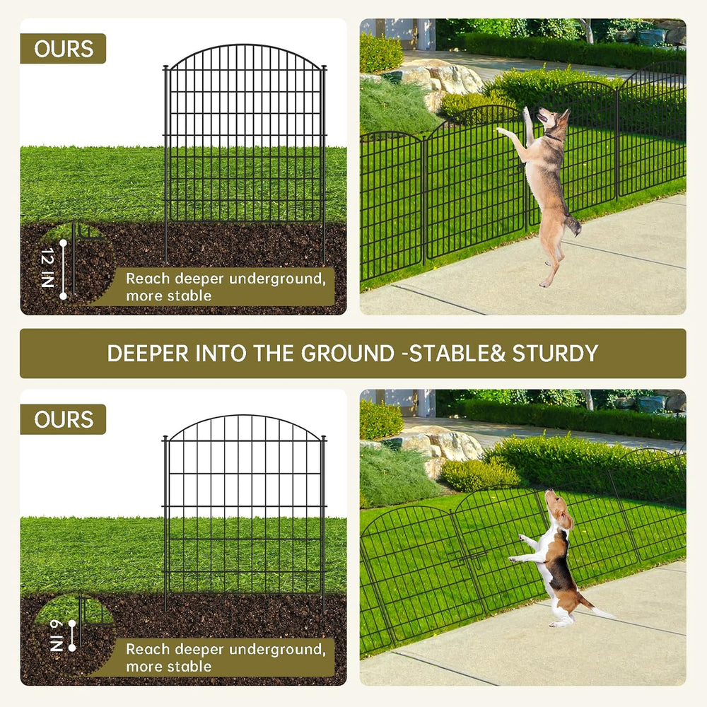 16 Panels No Dig Garden Fence with Gate, 32in x 38.6ft Decorative Dog Fence O...