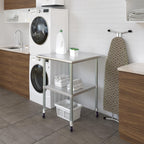 AmGood 30" x 30" Stainless Steel Work Table with Casters | Heavy Duty Metal Utility Table On Wheels | Kitchen Island Cart