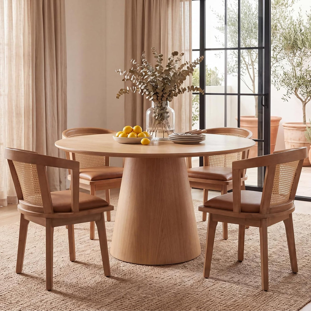 EALSON Rattan Mid Century Dining Chairs Set of 2 Modern Farmhouse Wooden Dini...