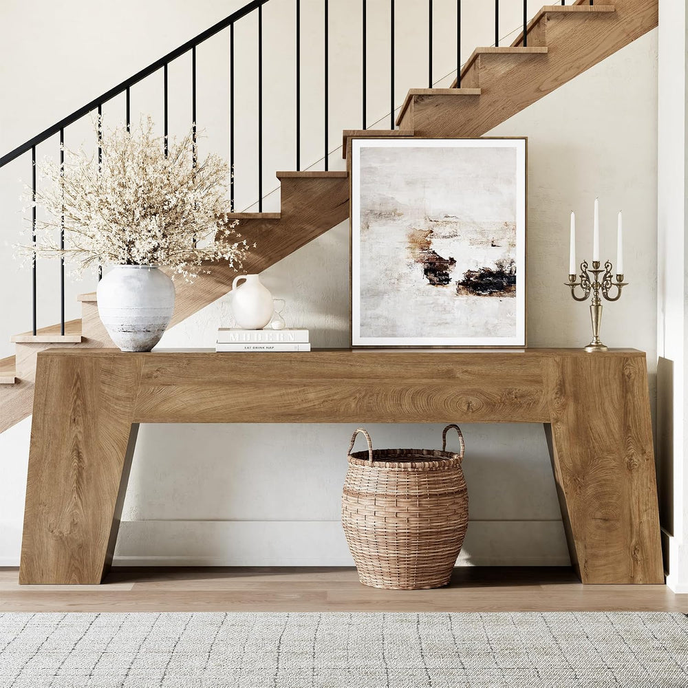 Epecoya 78-Inch Extra Long Sofa Console Table, Natural Oak Brown | Large Farm...