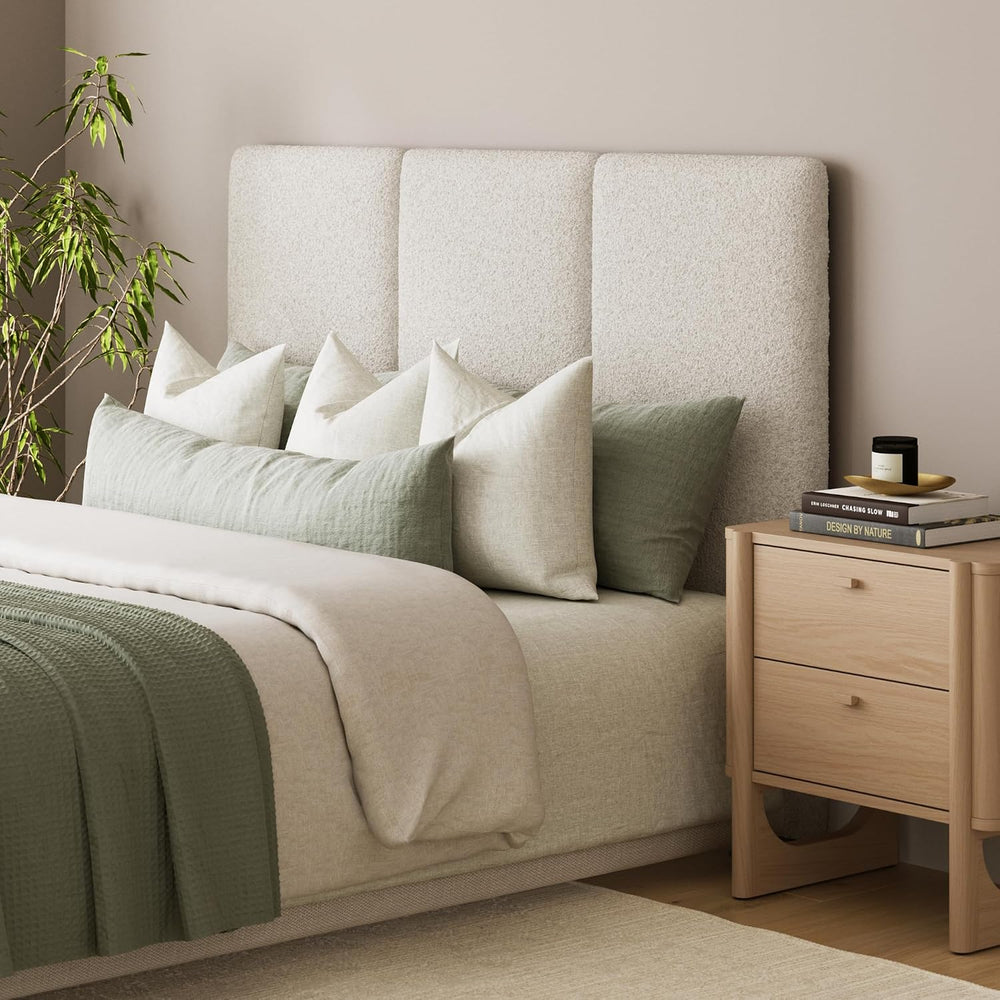 Nathan James Marissa Wall Mounted Upholstered Headboard, 3 Panel Headboard wi...