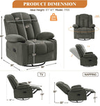 Swivel Rocker Recliner Chair for Adults – Manual Glider Sofa with Massage, Heat & Vibration, 360° Rocking for Living Room or Nursery,Dark Gray