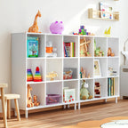 Wood Cube Storage Organizer White Bookshelf - 3-Tier Freestanding Storage Cabinet with Legs for Home Office, 9-Cubes Open Shelf