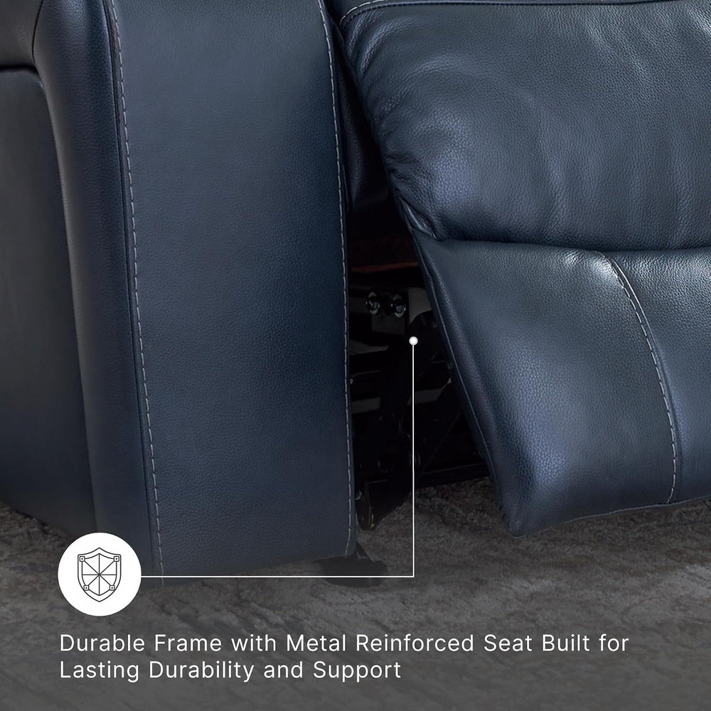 Signature Design by Ashley Leather Power Rocker Recliner Chair, Ocean Blue