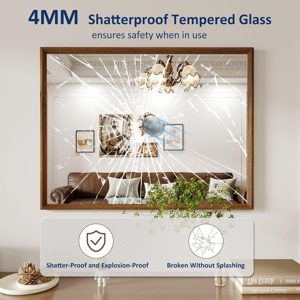 WEER Bathroom Vanity Mirror Walnut 40X30 Inch