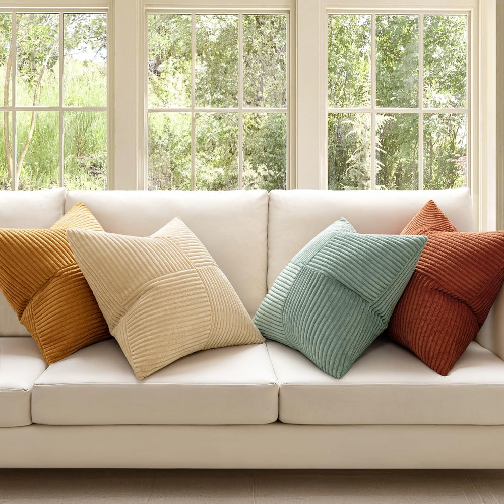 MIULEE Fall Teal-Orange Decorative Throw Pillow Covers 20x20 Inch Set of 4 Bo...