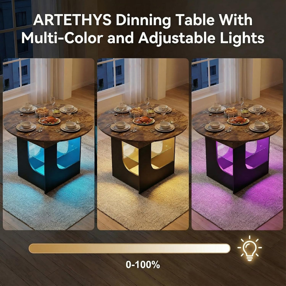 ARTETHYS 43.3"-59" Extendable Round Dining Room Table for 4-8 with ...