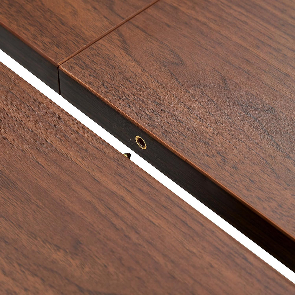 Extendable Dining Table with Walnut Grain MDF Top and Black Metal Legs | Spac...