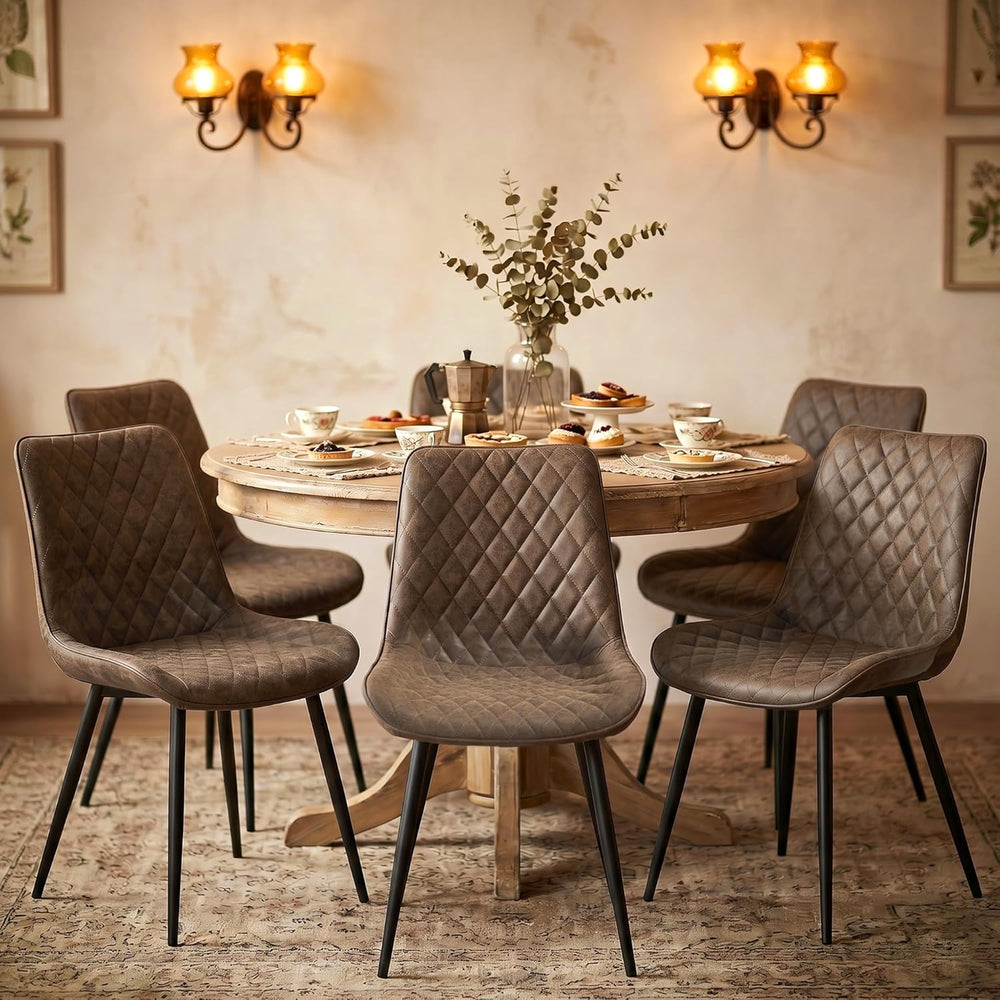 Modern Dining Chairs Set of 2, Upholstered Suede Dining Chairs with Curved Ba...