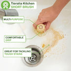 Tieralia Bamboo Dish Brush Gift Set – 5-Piece Kitchen Cleaning Bundle with Bottle Brush, Palm Brush, Scrub Brush & Sponge Pads | Elegant Wood Handles, Scratch-Safe Bristles, Giftable Packaging