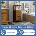 HITNET Bathroom Cabinet, Bamboo Floor Cabinet Free Standing, 4 Tier Sofa Side Storage Cupboard for Living Room Kitchen Bedroom, Walnut