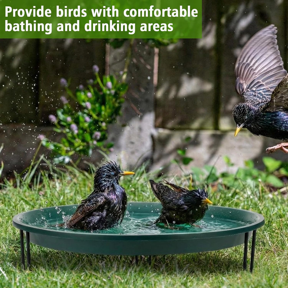 14.37'' Ground Bird Bath for Outside Large Bird Bath, Green