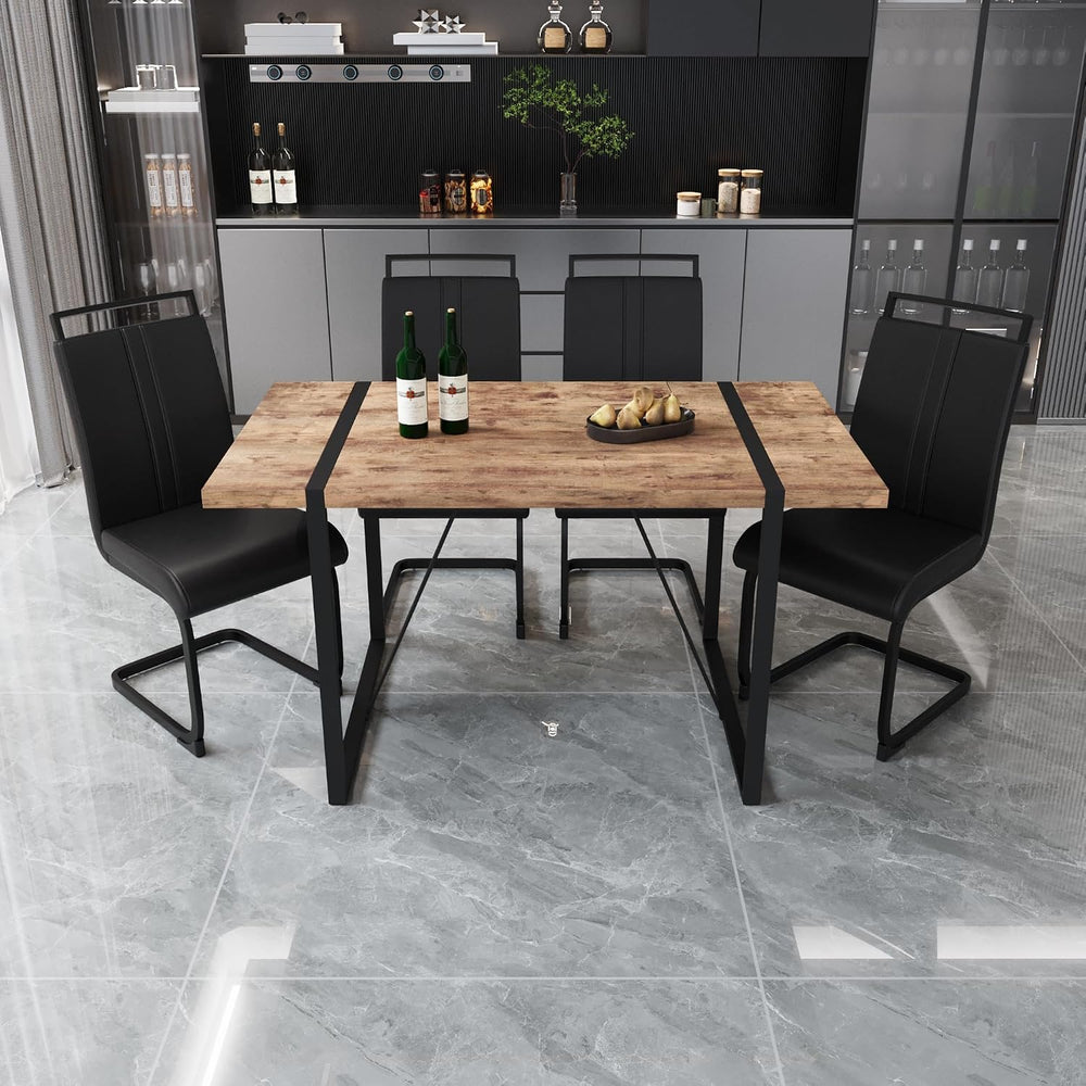 Modern Dining Table Set for 4, Wooden Kitchen Table and Chairs Set,5 Piece Di...