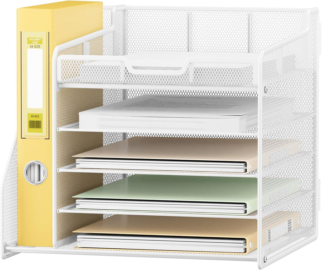 Lavatino Desk Organizer with File Holder-White