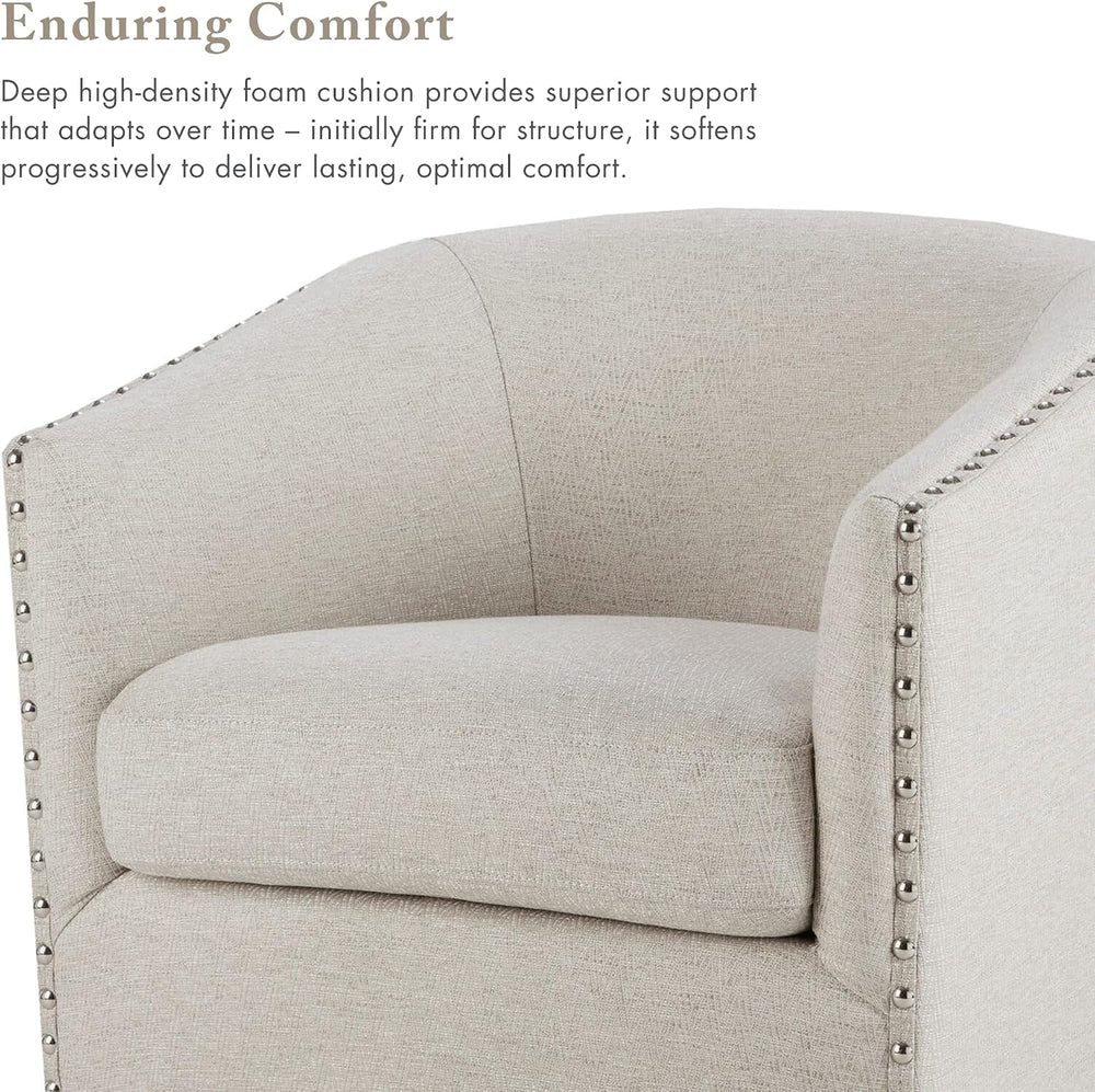 Madison Park Swivel Barrel Accent Chair, Upholstered Curved Back with 7-Inch ...