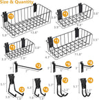 Heavy-Duty Slatwall Baskets and Hooks - Slatwall Accessories for Standard Slatwall Panels | Ideal for Organizing Garages and Workshops