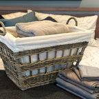 The Basket Lady Kubu Wicker French Laundry Basket, 23 in L x 18.5 in W x 18.5 in H, Serene Grey