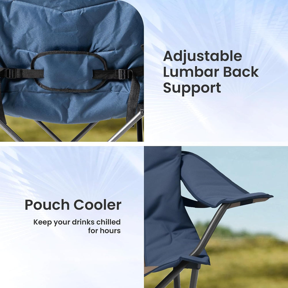 2 Pack Folding Camping Chairs for Adults - High Back Padded Outdoor Lawn Chai...