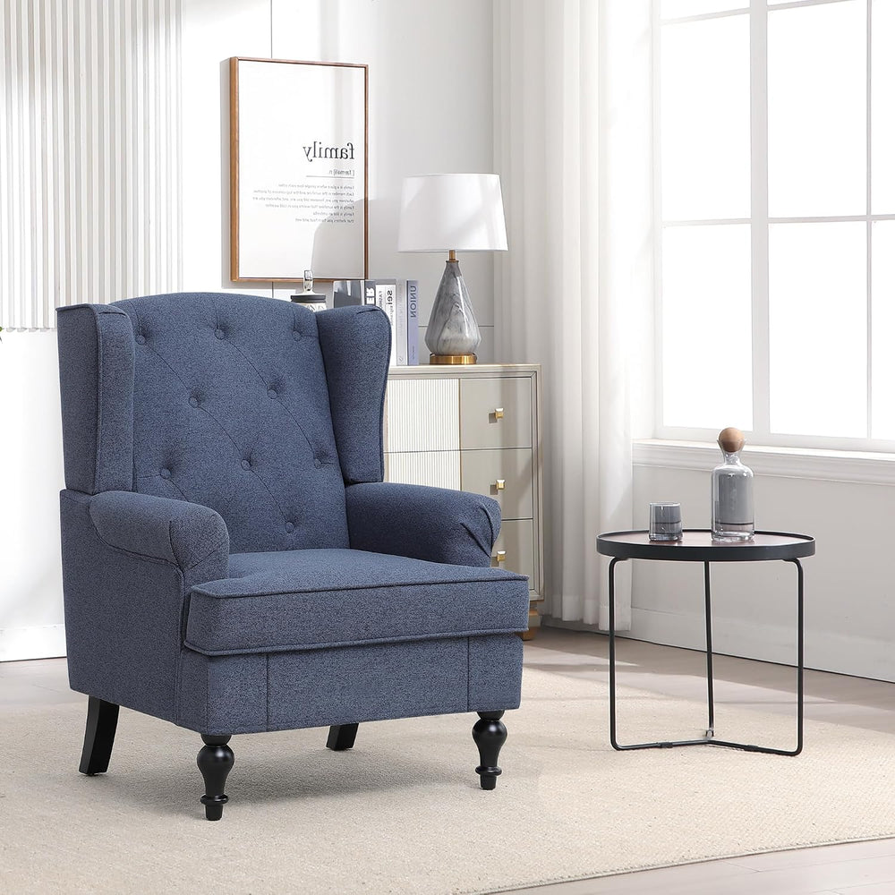 Accent Chair Set of 2, Mid Century Modern Fabric Wingback Chair, Upholstered ...