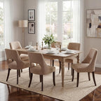 UVV Wooden Dining Chairs Set of 2, Mid Century Modern Upholstered Dining Room Chair Kitchen Chairs, Chenille Dinner Chair with Solid Wood Legs for Kitchen Dining Room, Khaki