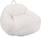 Big Joe Cloudberry Bean Bag Chair, Foam-Filled Structured Seat, Teddy Boucle, Icing, Kids