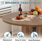 Round Dining Table for 4, 39" Small Dinner Table with Cross Base Round Brown Kitchen Tables for Dining Room, Kitchen, Living Room