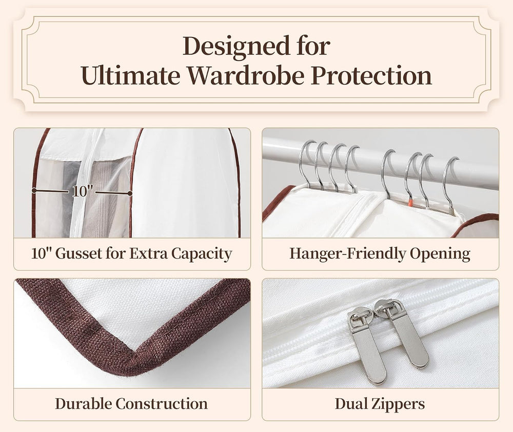 41" Cotton Garment Bags for Hanging Clothes, 2 Pack Breathable Suit Bags...