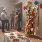4-Tier Acacia Wood Display Ladder Shelf, Rustic Storage Stand for Fruits, Beverages, Snacks