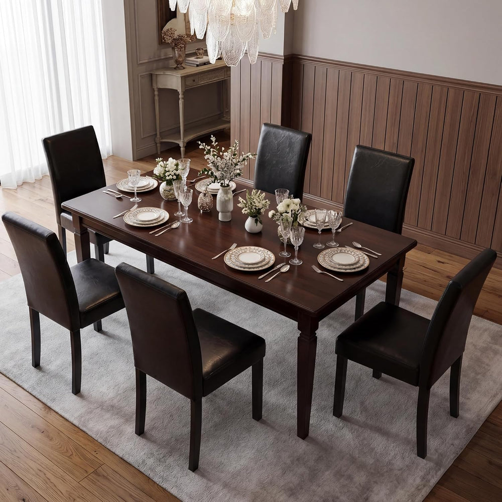 LSSBOUGHT Modern Dining Chair Urban Style Linen Kicthen Chairs with Solid Woo...