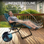 EVER ADVANCED Aluminum Zero Gravity Chair, 2.4" Padded, 350 lb Capacity | Oversized Reclining Lounge Chair with Adjustable Headrest and Side Table, Foldable for Camping, Patio, Lawn and Indoor Use