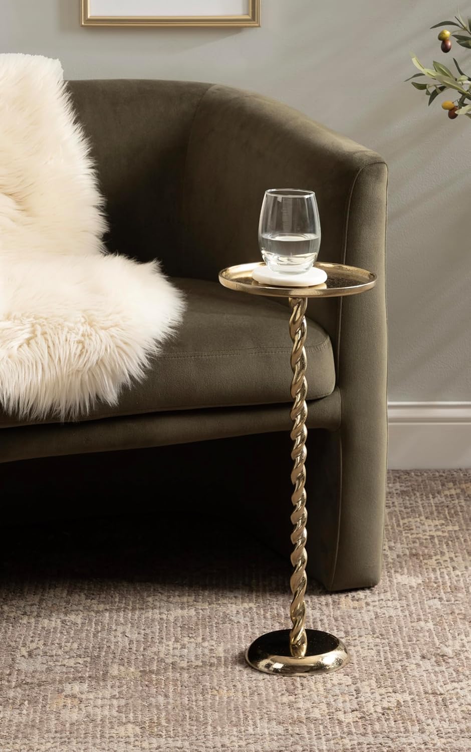Kate and Laurel Ropa Transitional Round Pedestal Drink Table, 9 x 9 x 22, Gol...