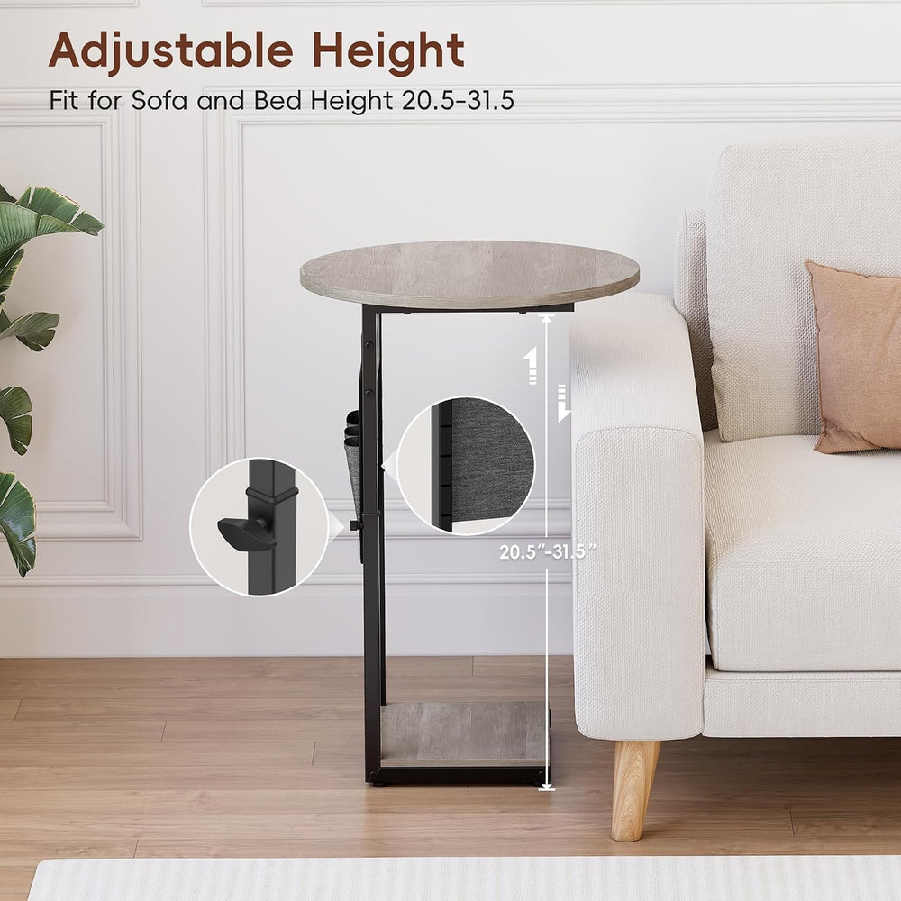 Vagusicc C Shaped End Table, Adjustable Height Small Side Table for Couch and...
