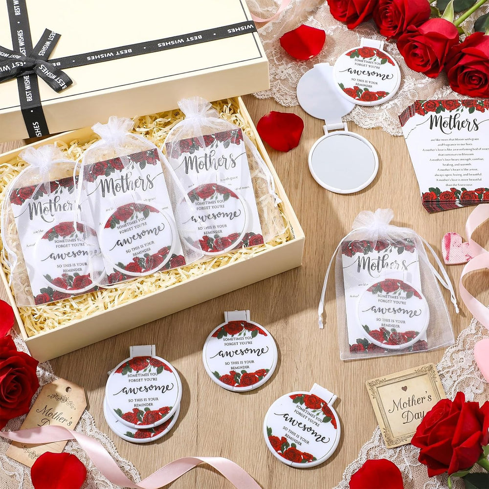 Cinnvoice 50 Sets Mother's Day Inspirational Gifts for Women Compact Mirr...
