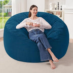 HABUTWAY 4FT Bean Bag Chair,Giant Bean Bag Chairs for Adults,Big Bean Bags with Memory Foam Filled, Large Beanbag Chairs with Soft Corduroy Cover-Dark Blue