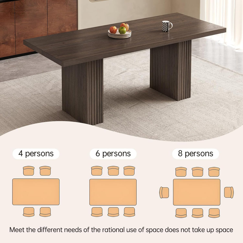 Rectangular Dining Table Set with 8 Chairs, Oak Farmhouse | Modern Kitchen Di...