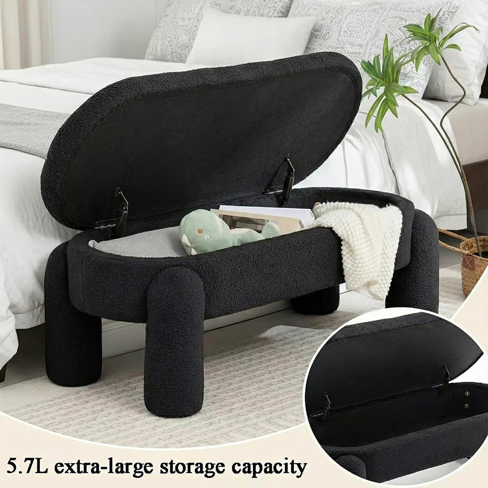 Upholstered Storage Ottoman Bench,45.1" Modern Bench,Large Sherpa Ottoma...