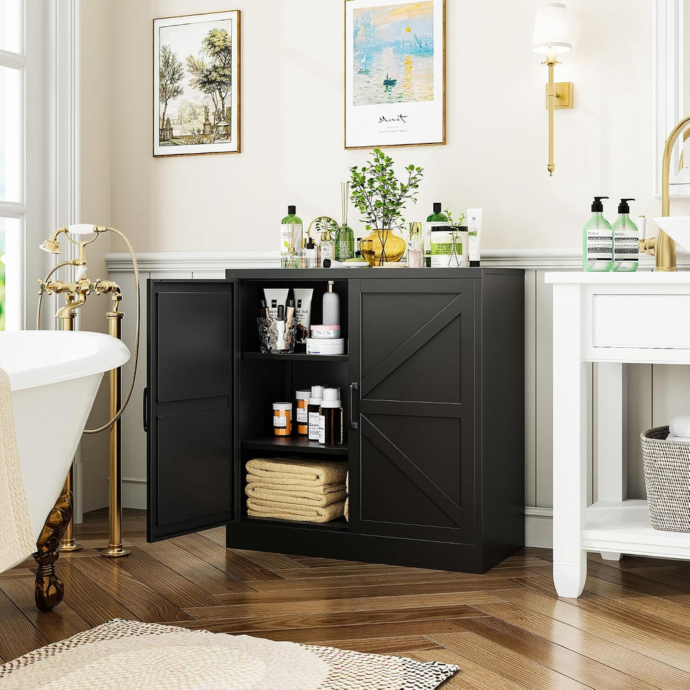 36" Metal Storage Cabinet, Farmhouse Kitchen Pantry Cabinet with Doors a...