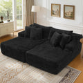 83” Oversized Double Chaise Lounge Chair Boneless Cloud Sofa Bed,Black | Double Lounge Chaise, Boneless Loveseat Sofa, Corduroy Chaise Lounge, Deep Seat Sleeper Couch for Living Room, No Assembly