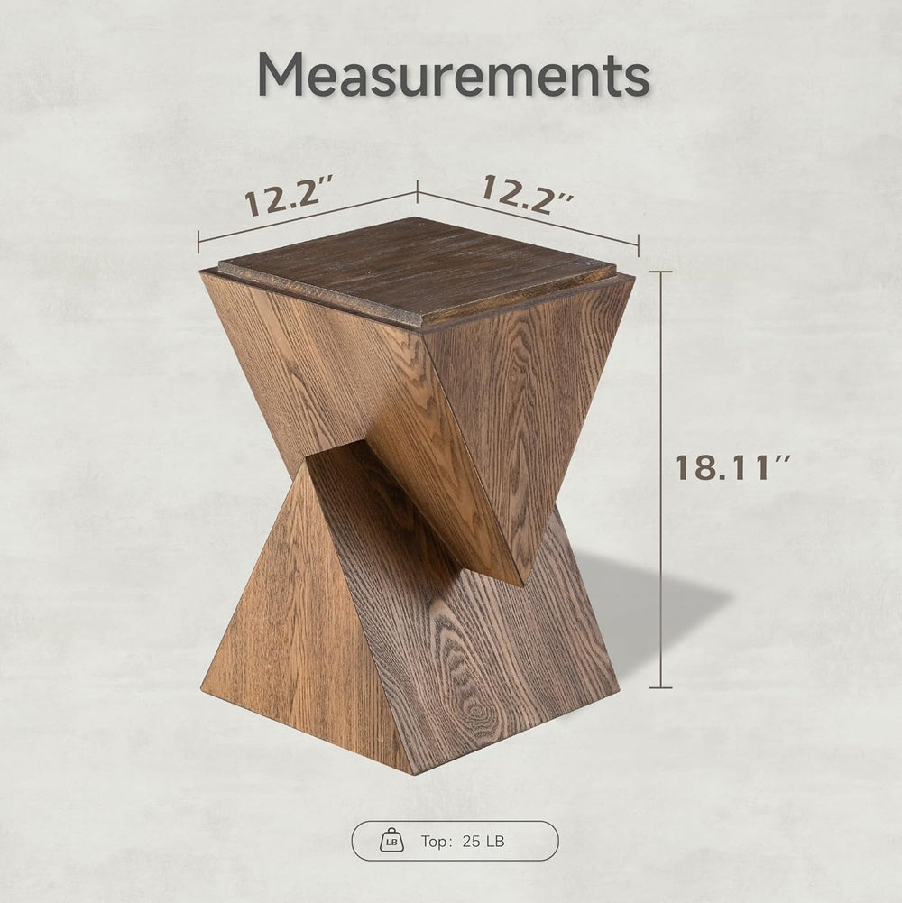 COZAYH Modern Geometric Wood Grain End Table, Fully Assembled, Brown | Farmho...