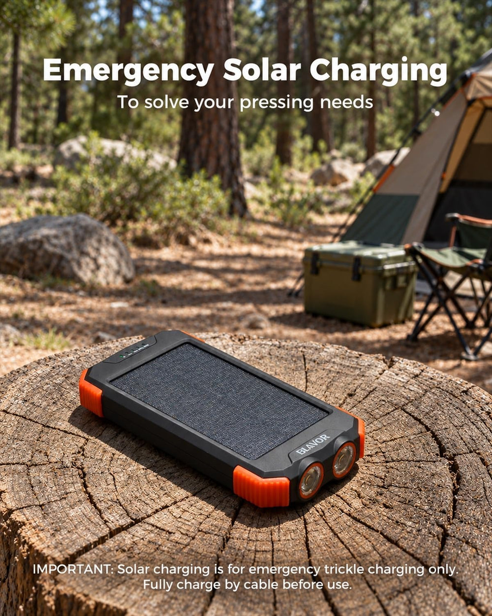 BLAVOR Solar Power Bank 10,000mAh Portable Wireless Charger for Cell Phones