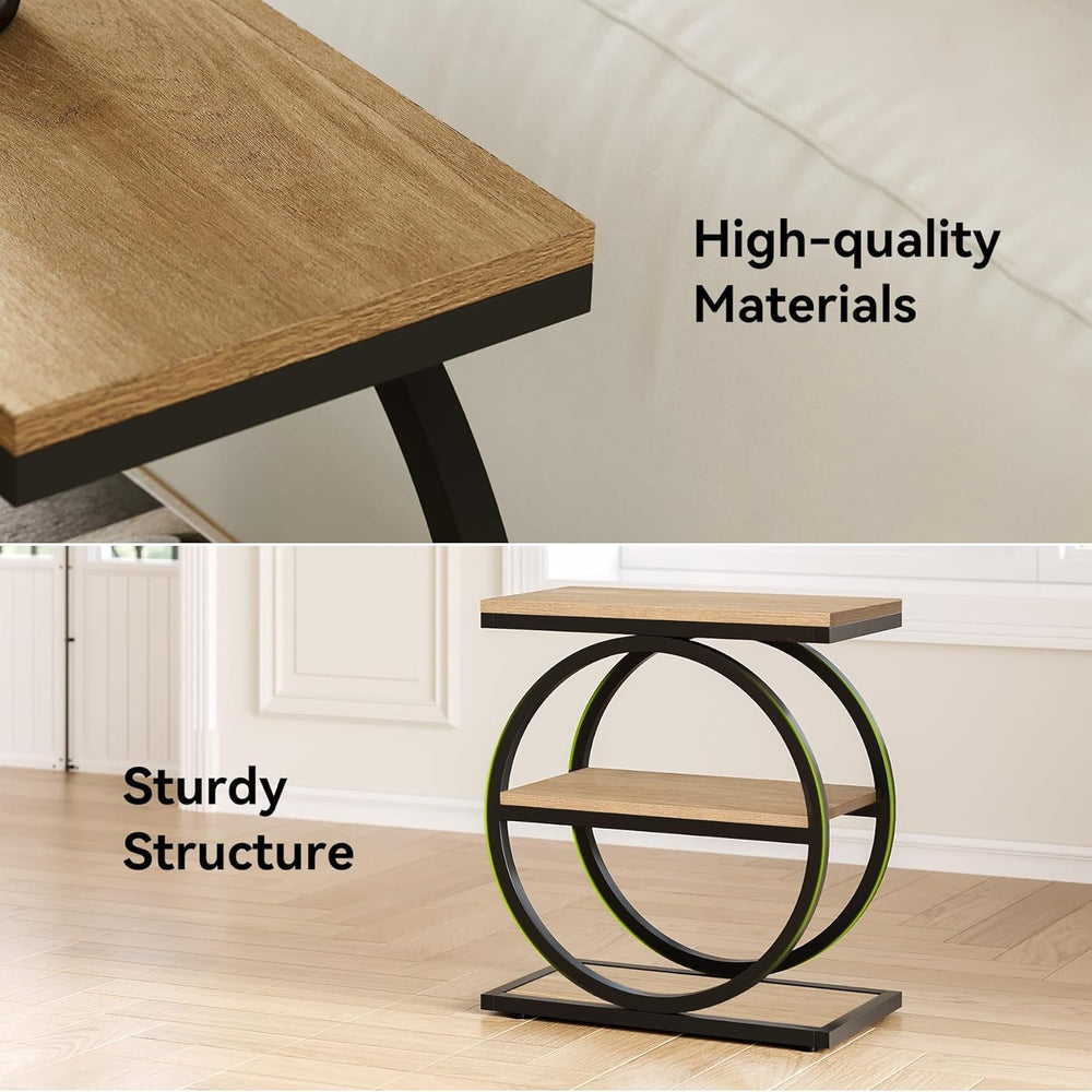 LITTLE TREE 3-Tier End Table, Side Table with Storage Shelves, Small Sofa Sid...