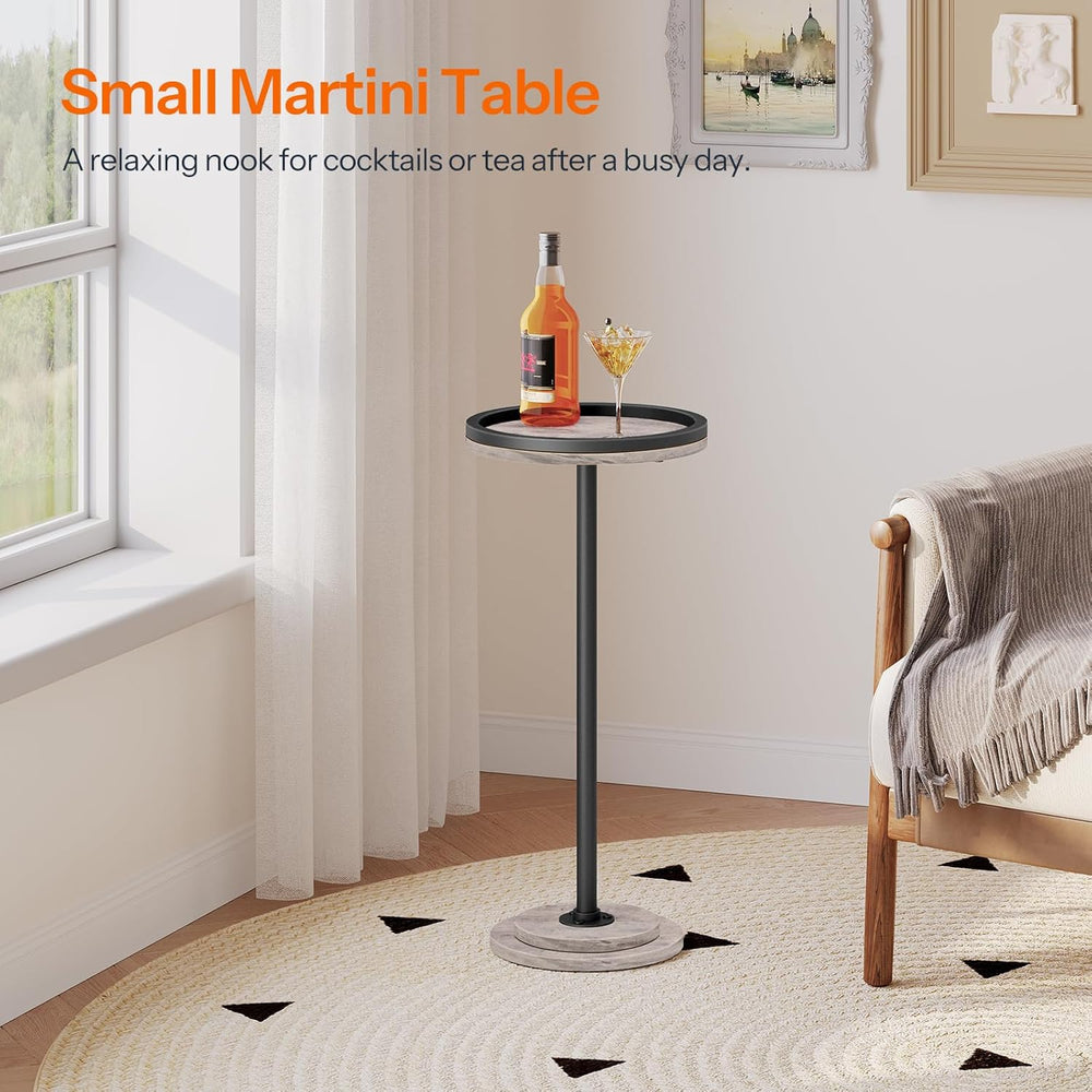 HOOBRO Small Round Side Table, Drink Table, Coffee Martini Table with Pedesta...