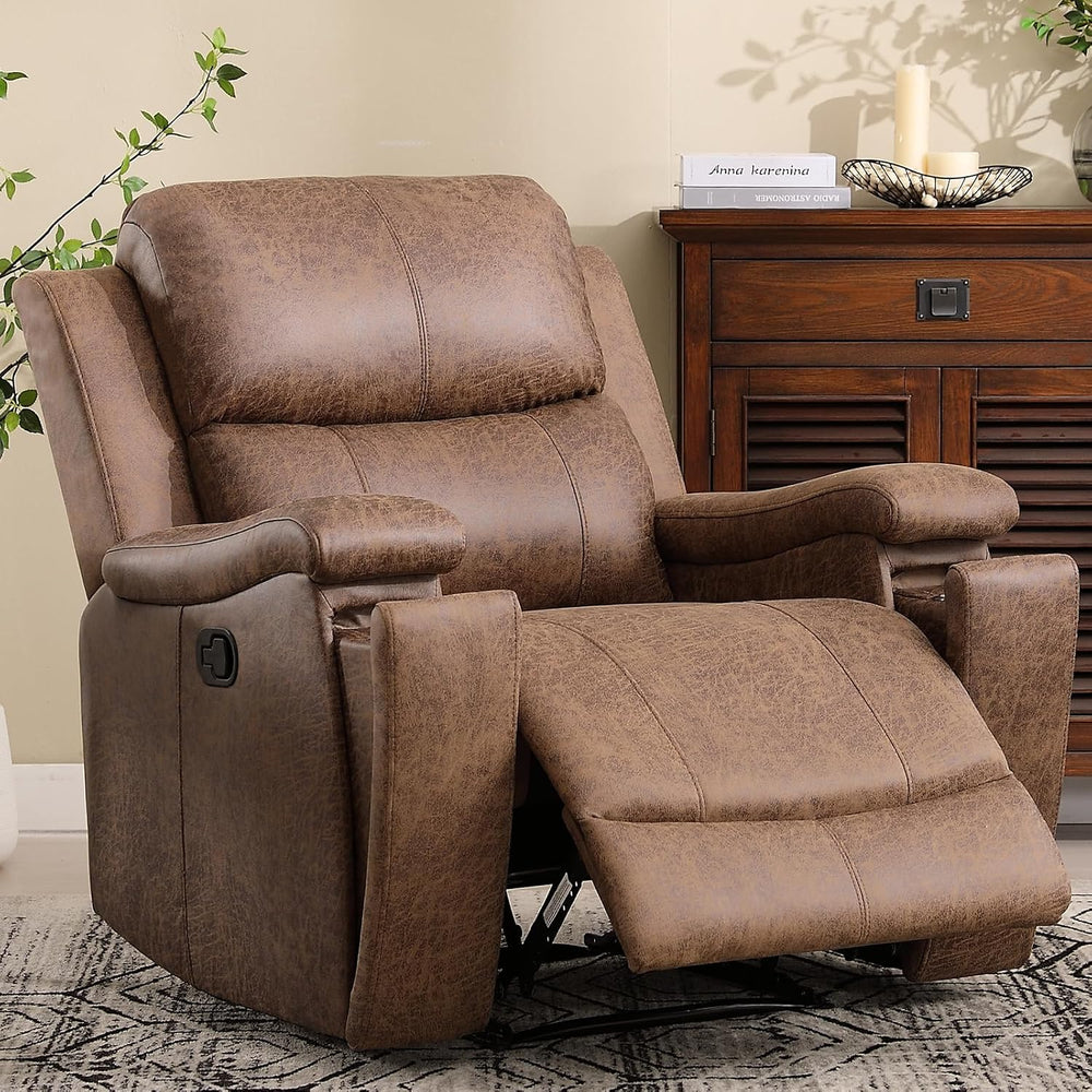 CANMOV Leather Recliner Chair, Classic and Traditional Manual Recliner Chair ...